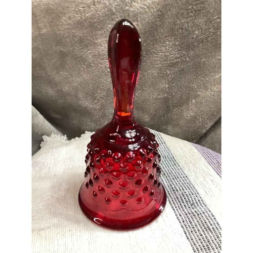 Vintage Red Fenton Hobnail Glass Bell Christmas Decoration or Gift